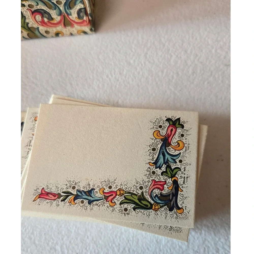 Vintage Florentine Italy Place Cards Floral Italian Stationery Original Box